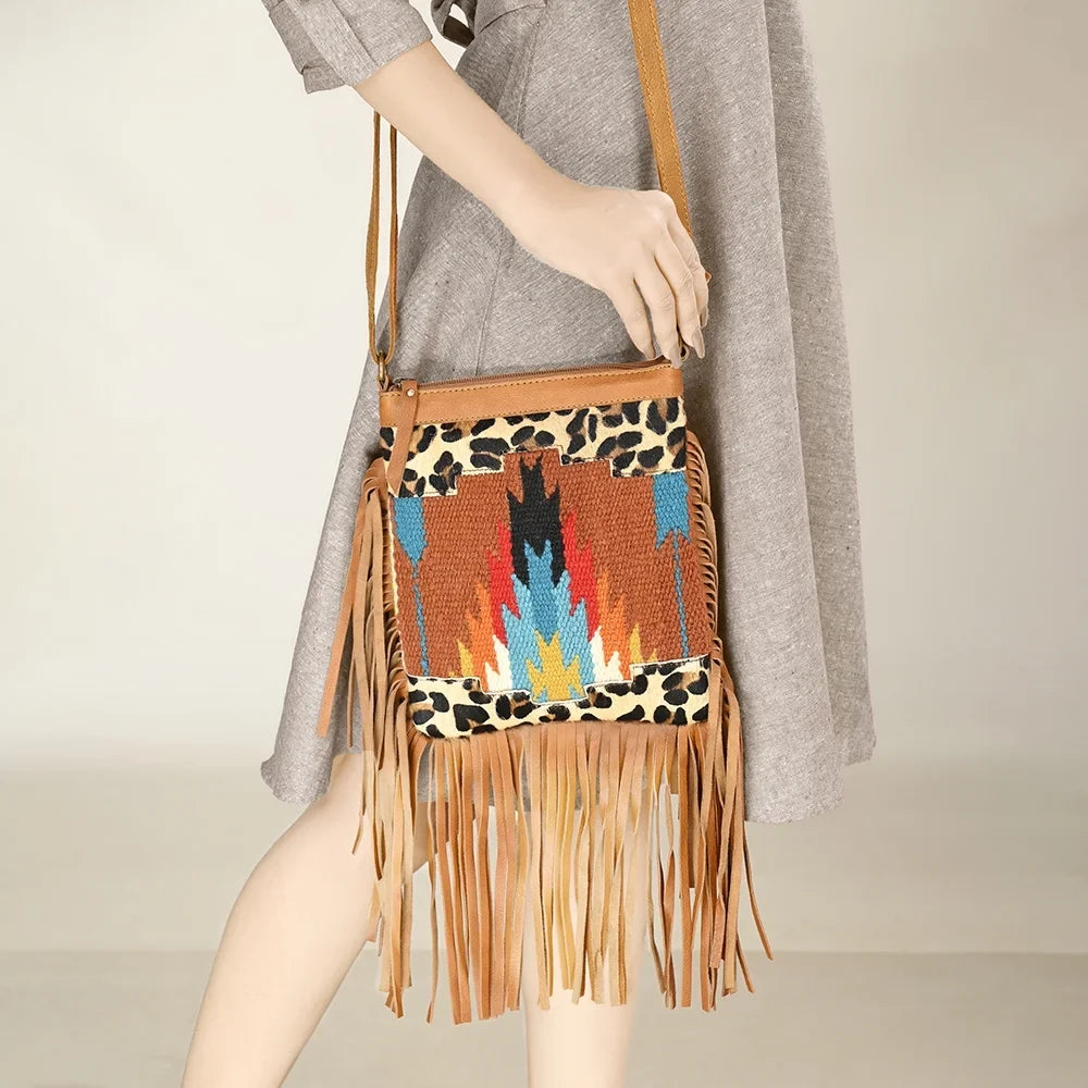 Leather OHA116 bag Wool women handbag Upcycled Hair-on Genuine HOBO purse OHLAY western OH
