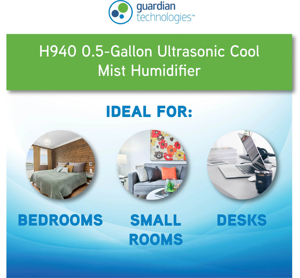 Humidifier Gallon, 0.5 PureGuardian Mist 30-Hour, Aromatherapy H940AR with Ultrasonic Tray, Cool
