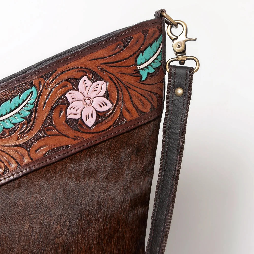 handbag bag Leather KB KBA122 Hair-on purse OHLAY western Hand Tooled HOBO women Genuine