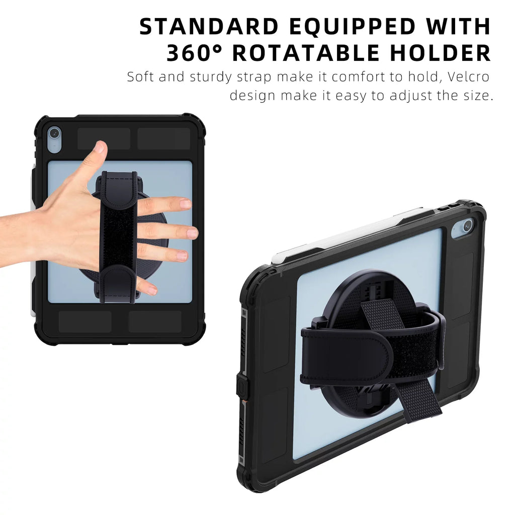Screen Bracket Case Pencil Kickstand 10.9" Protector Underwater IP68 (2022) iPad Dustproof Shockproof with Waterproof Case Swivel Holder 10th for Genetation Protective Strap Carrying Rugged K-Lion
