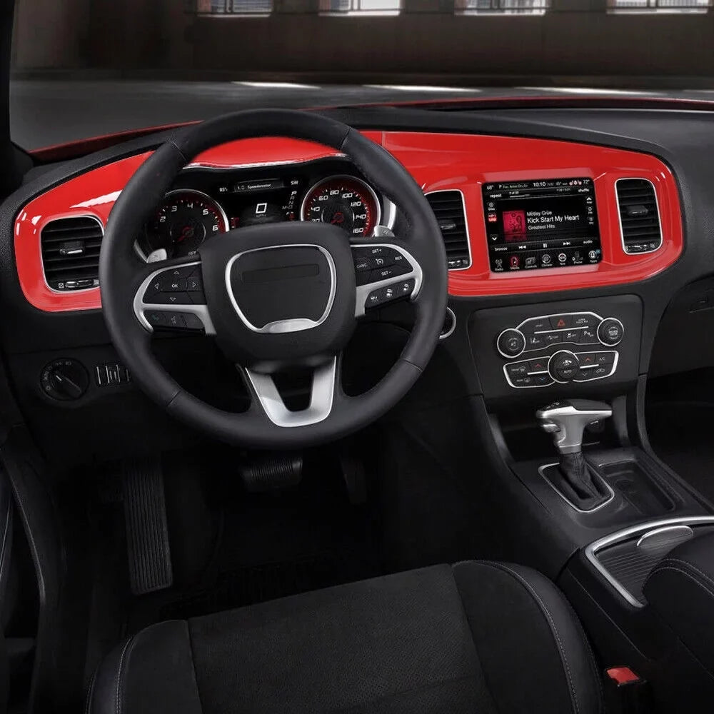 Dash for Trim Board Covers CheroCar Interior Charger Dodge Center Console 2015-2022,Red