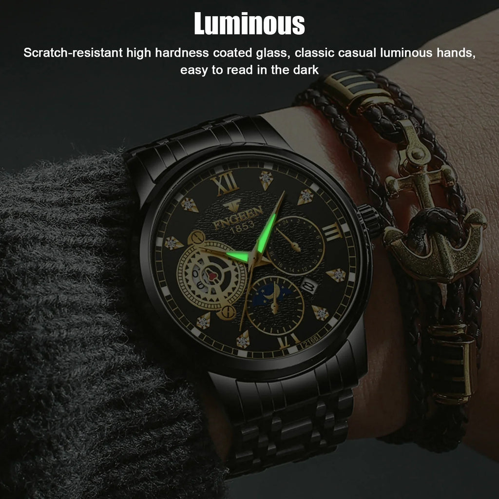 Men's Watch Waterproof Stainless Luminous Luxury Wristwatch Quartz Classic Steel