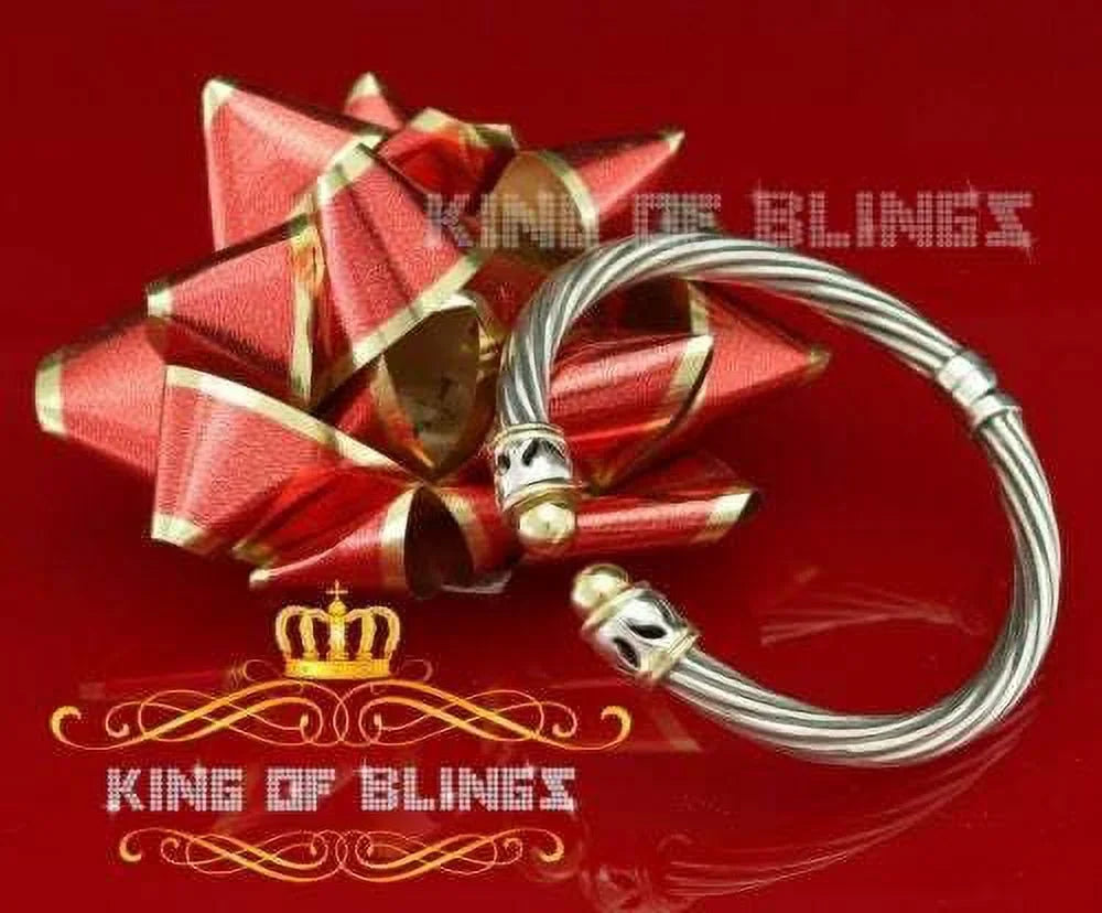 Stones Cubic King for Zirconia Fashion Of Bangle Inch 7 Round Men/Womens Bling's Silver
