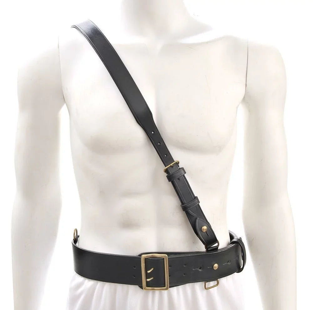 Sam 45" with fit Strap WW1 Belt will Black Browne Leather Shoulder 42"-