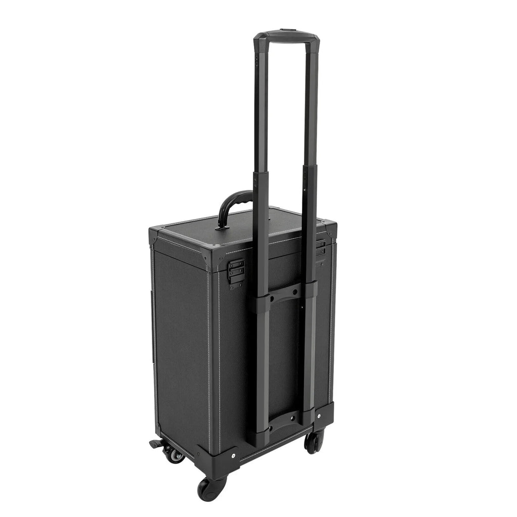 4 ZhdnBhnos Rolling w/ Makeup Trolley Wheels Box Case & Cosmetic Storage Organizer Lock Train Polish (Black) Luggage Nail