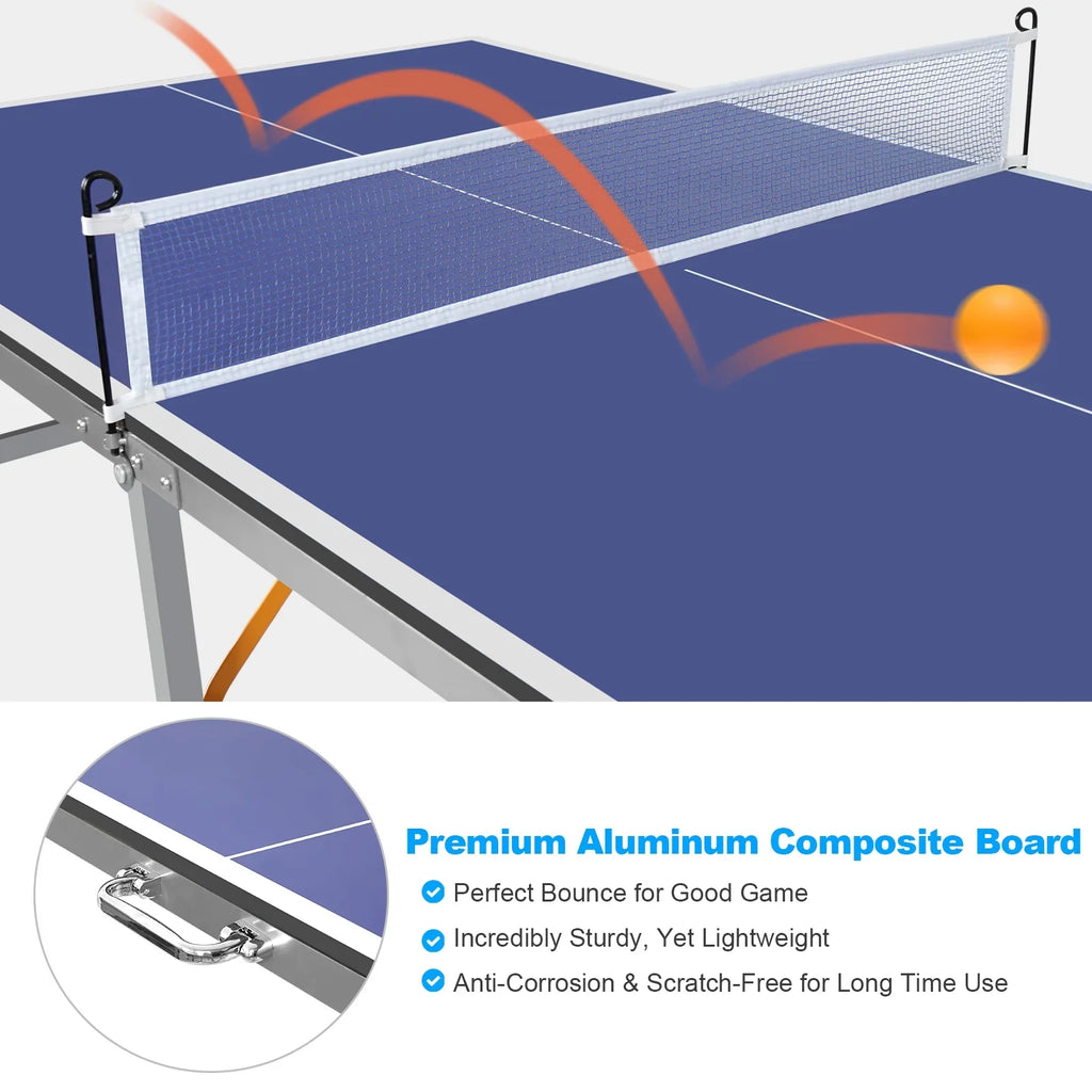 Net, with 2 Balls, 100% for Paddles Ping Set Pre-Assembled Set, Midsize Pong Outdoor 6ft Table Pong Table Folding Indoor Game and Ping Table Foldable Tennis Table
