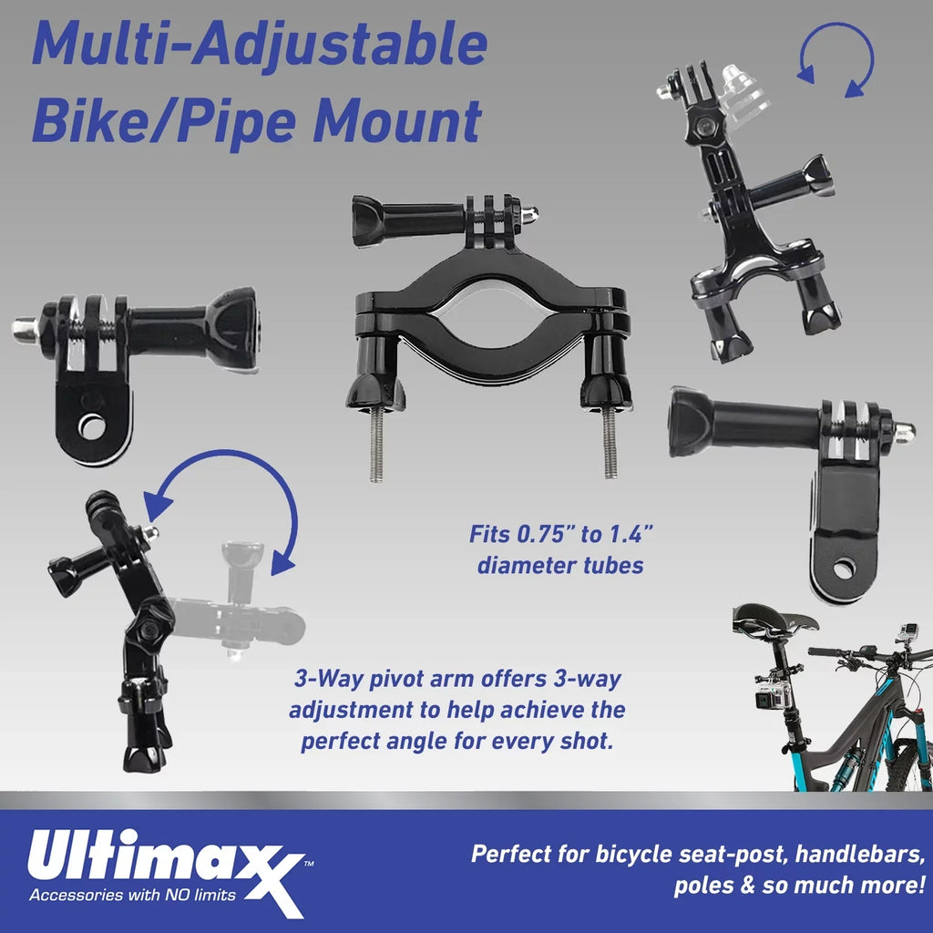 HERO11 Extreme 64GB Multi-Adjustable More Selfie-Stick Mount, Pipe (27pc Bike Bundle) Black Mini MicroSDXC, Bundle / & Includes: Grand GoPro Ultimaxx Much -