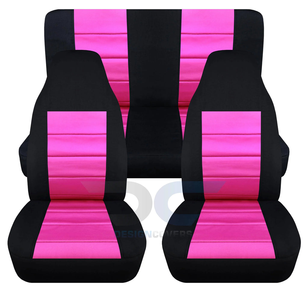 Two-Tone Covers:Black T241-Designcovers and Jeep Wrangler LJ Set Full Compatible Seat - Pink Hot with Front&Rear 2003-2006