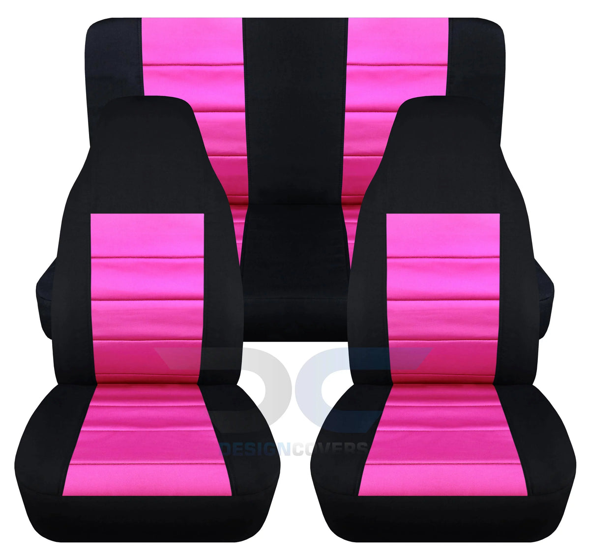 Two-Tone Covers:Black T241-Designcovers and Jeep Wrangler LJ Set Full Compatible Seat - Pink Hot with Front&Rear 2003-2006