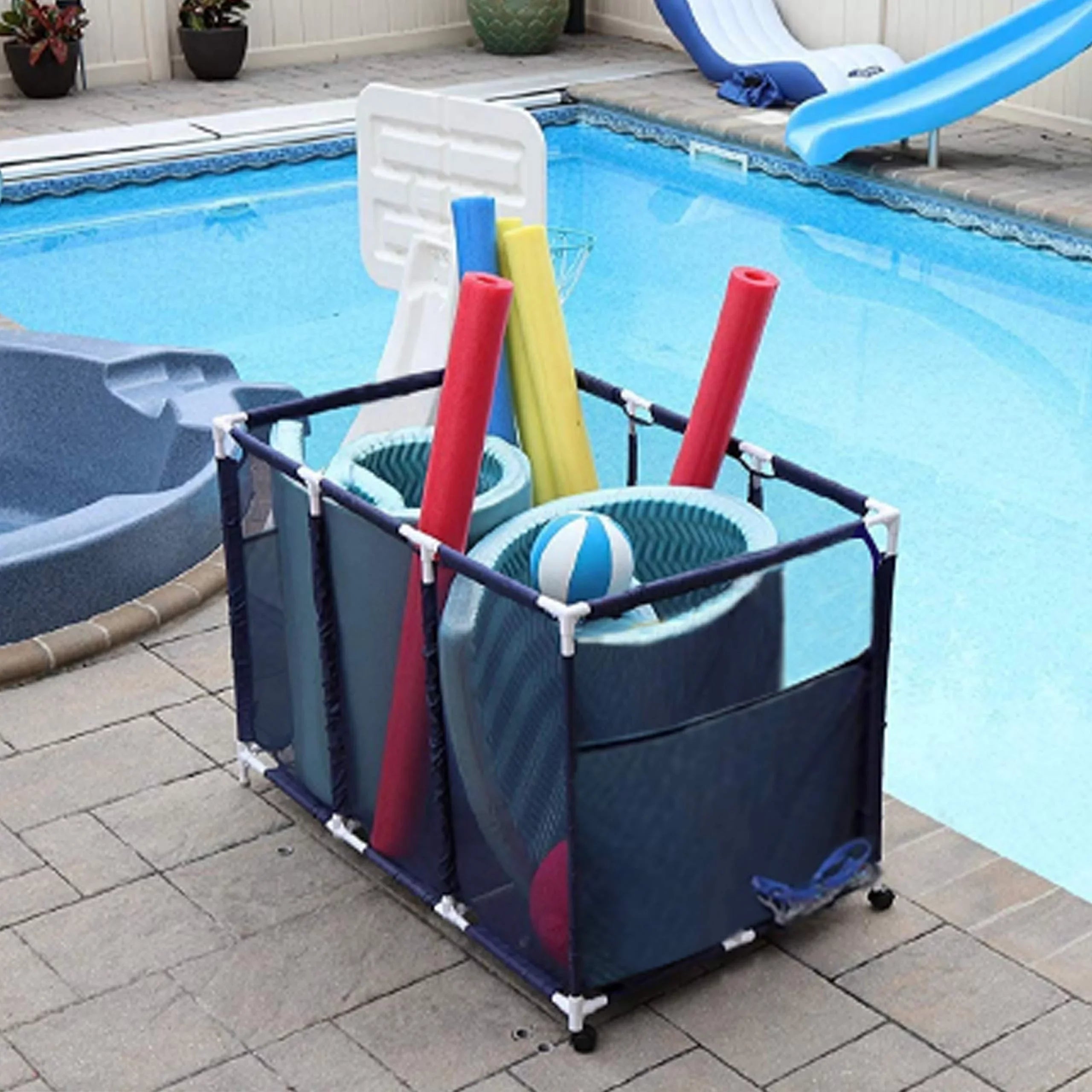 Equipment Kids Large, Blue Holder, Essentially x Bin, Floats Height, Organizer Rolling Balls and Storage Toys, x W 28" Floats, Noodles L Yours (43" Style Mesh Pool 25" H), 563009