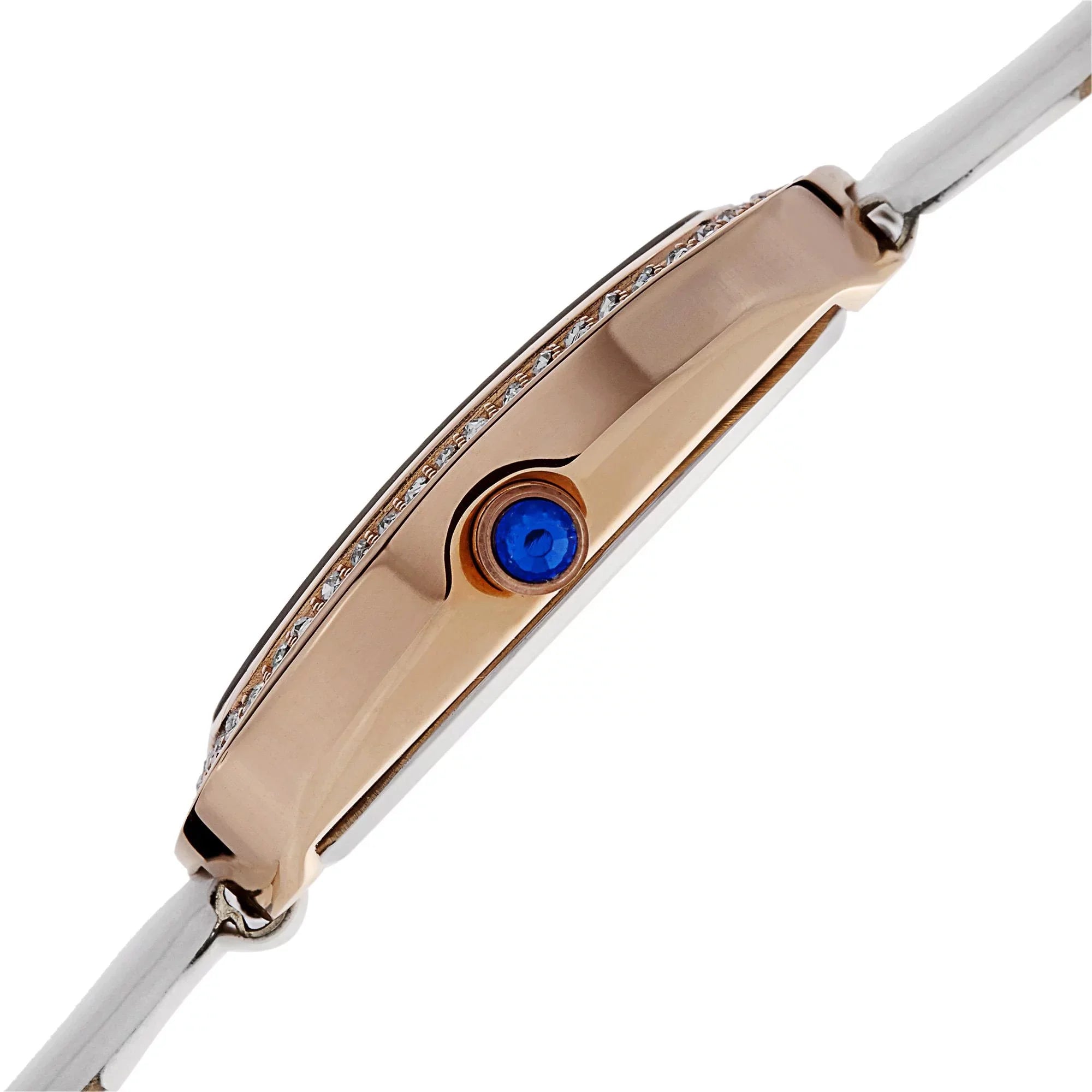 Crystal Strap Watch Swiss Rose-Tone Quartz Women's