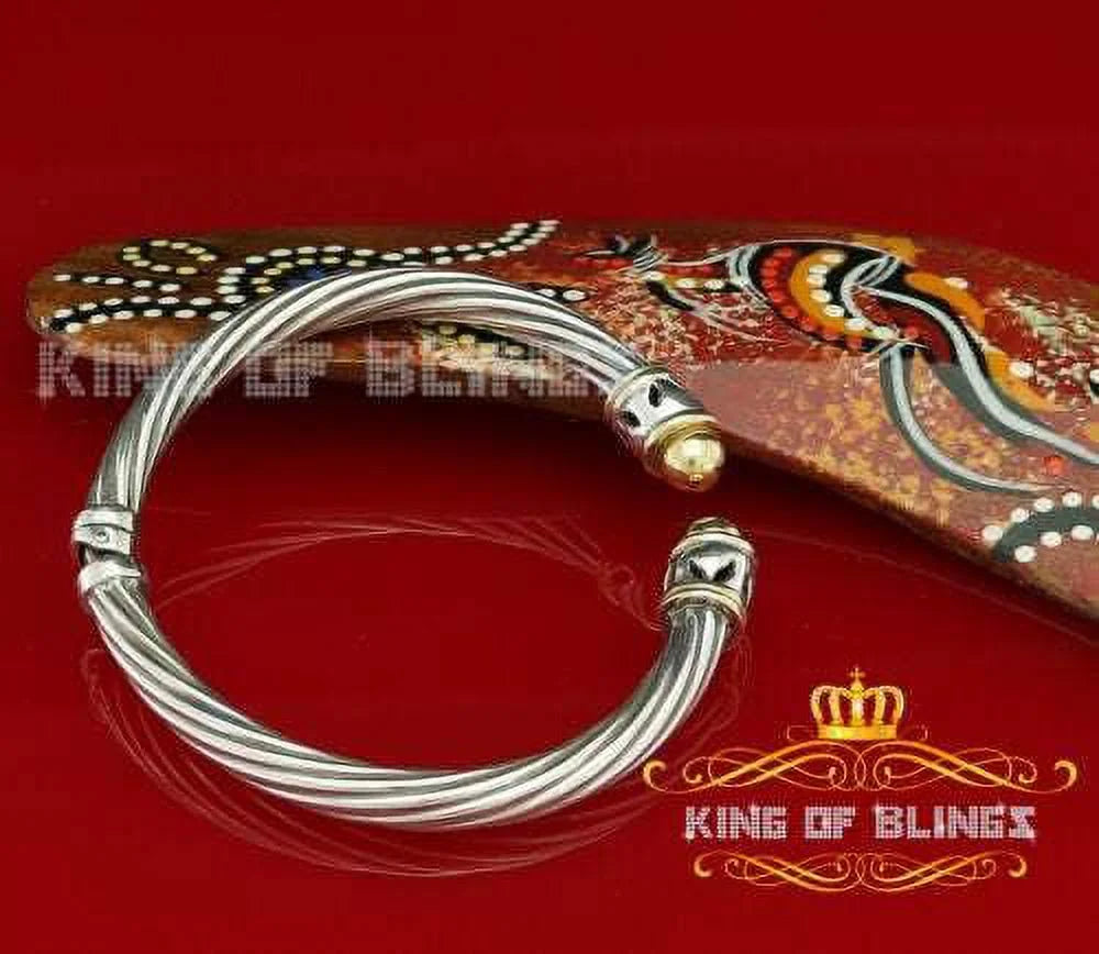 Stones Cubic King for Zirconia Fashion Of Bangle Inch 7 Round Men/Womens Bling's Silver