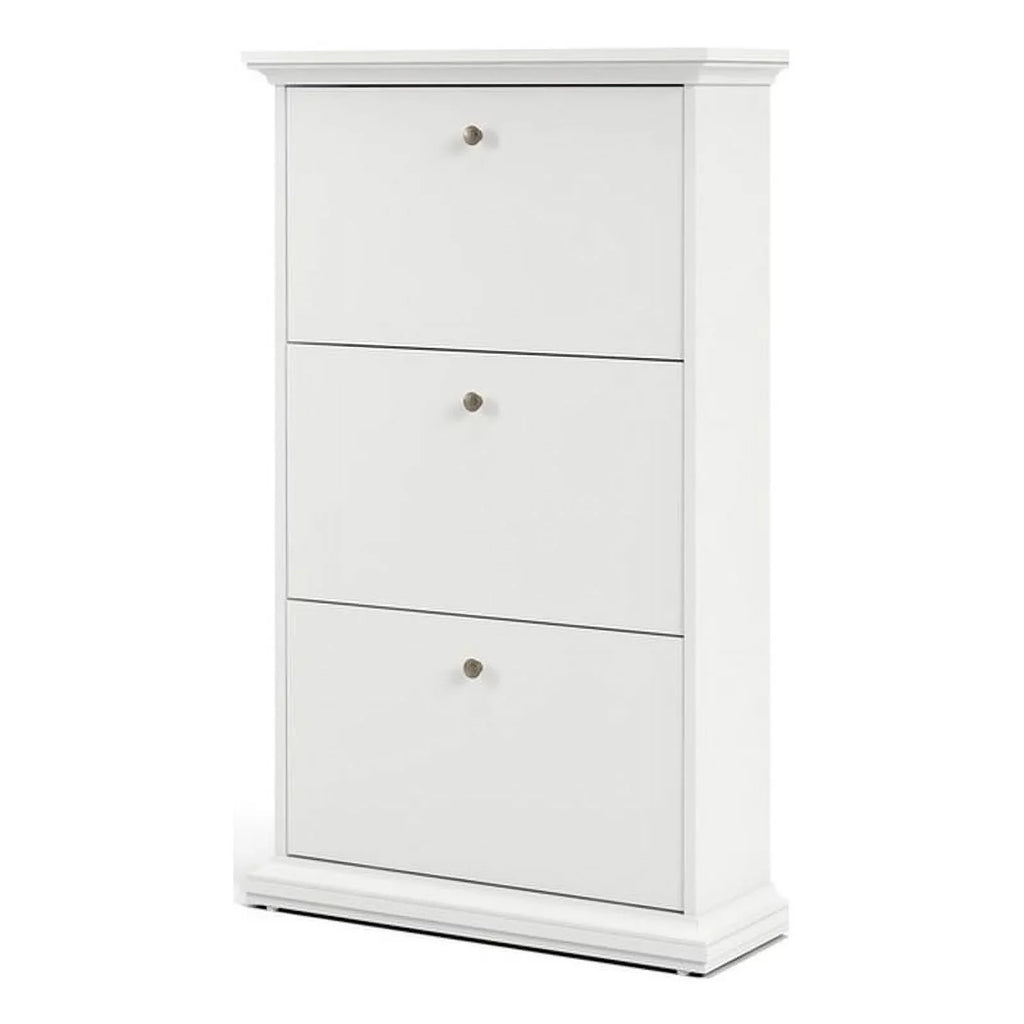 Cabinet Contemporary Allora Wood in Shoe White Drawer 3