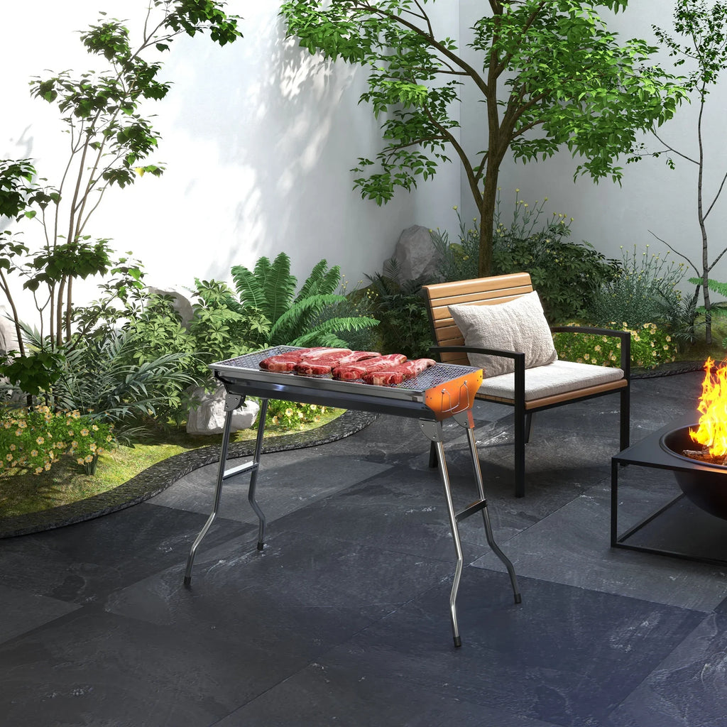 BBQ Picnic,Party Steel Charcoal Portable Folding Rack HQZX Grill Grill Outdoor for Grill,Stainless