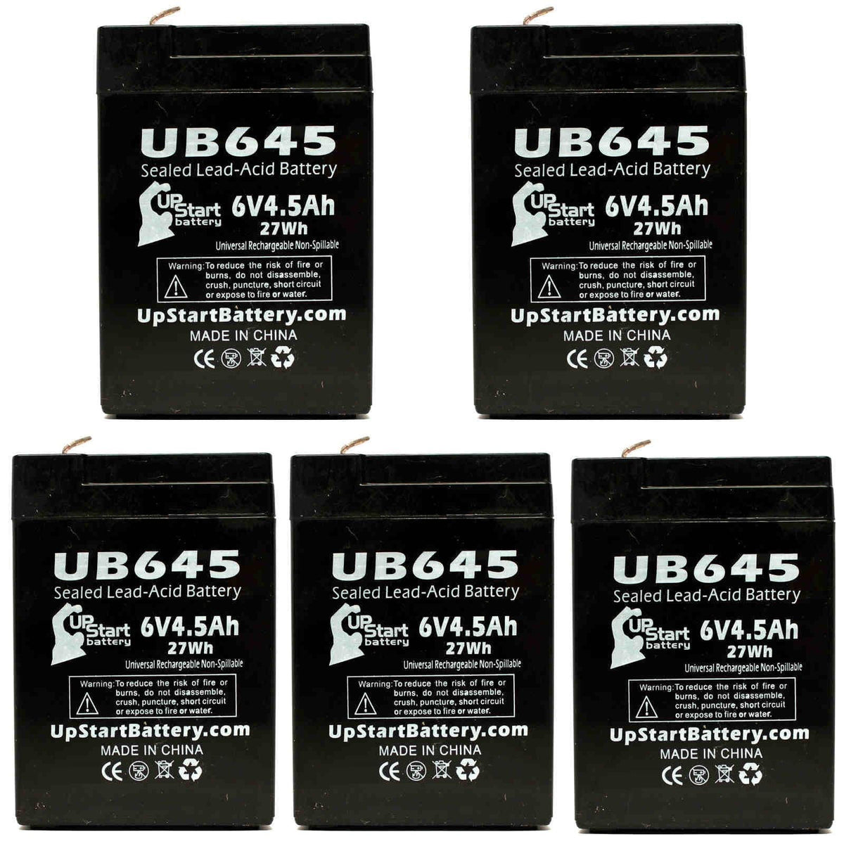 '- Includes BCPRO 4500mAh, - Lite Adapters Replacement AGM, to F1 F2 Pack Lead Terminal, 5x SLA) Universal Compatible Battery Terminal Tripp 4.5Ah, Battery 10 850 - UB645 Sealed (6V, Acid F1