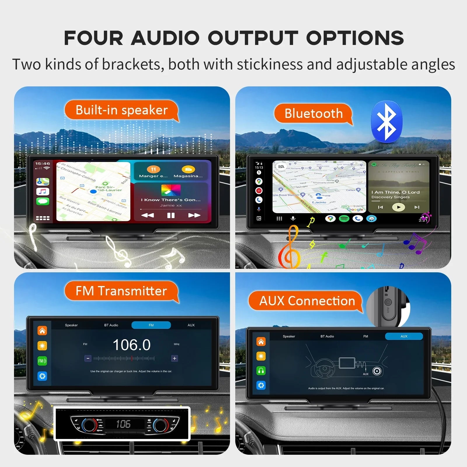 Herilary Stereo with Adapter Cam, Wireless Carplay Screen Mirror Car Apple Android Car Carplay Play 2.5K Dash Auto Link/Siri/Wifi/Bluetooth/Double Wireless 10.26" Screen Din Touch