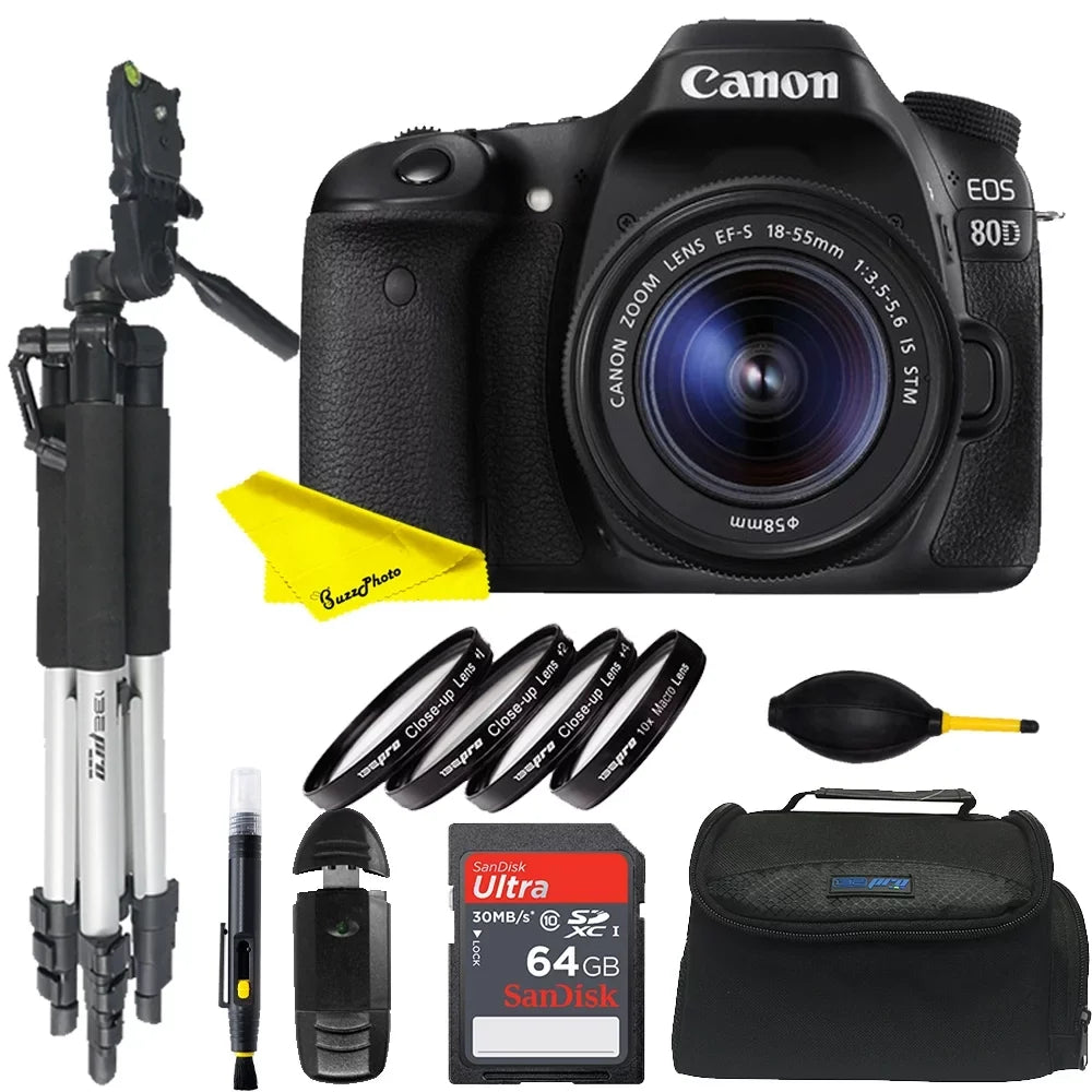 DSLR with Bundle Lens+ EOS APS-C image 80D 24.2MP CMOS 18-55mm Advanced Camera processor 6 Canon and sensor DIGIC