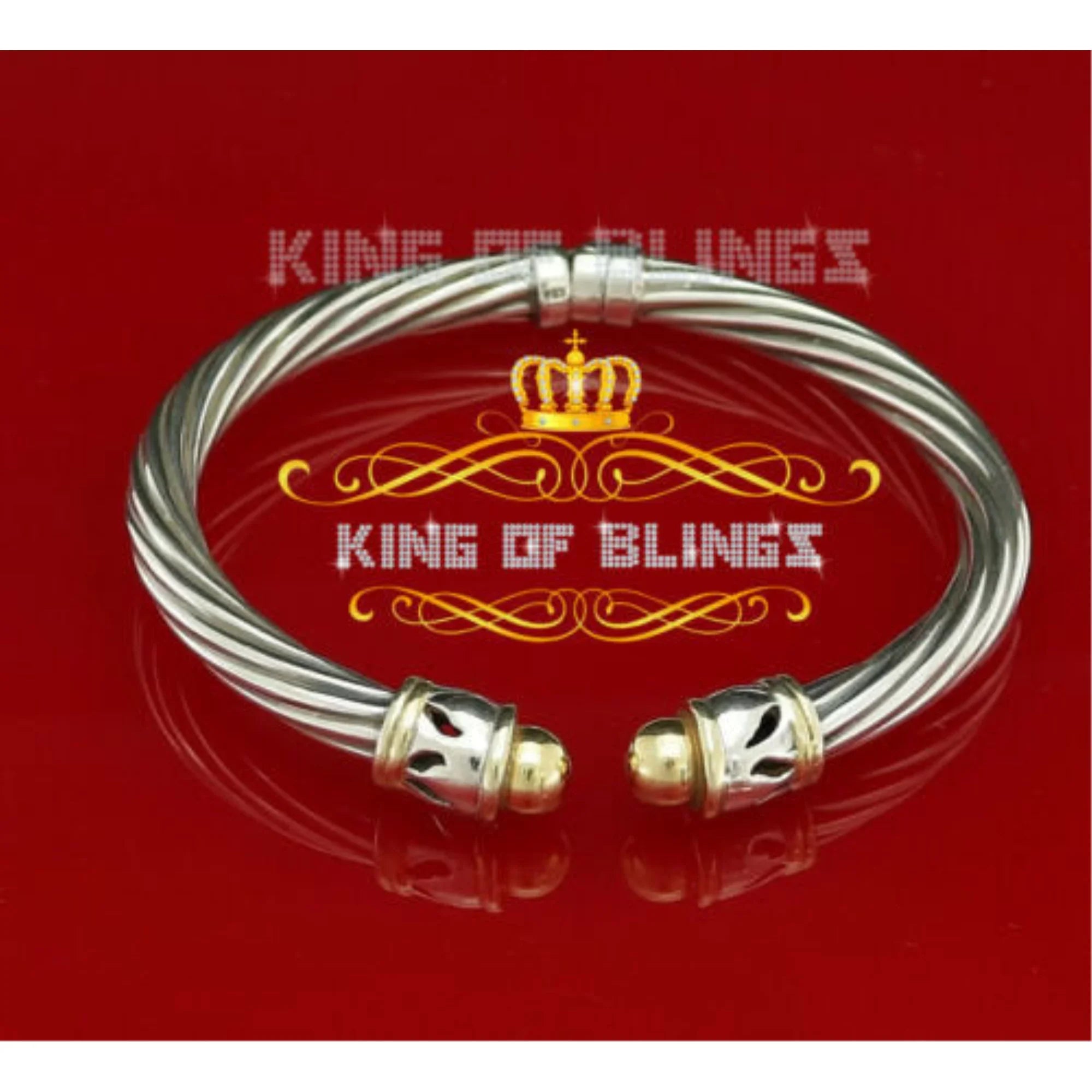 Stones Cubic King for Zirconia Fashion Of Bangle Inch 7 Round Men/Womens Bling's Silver