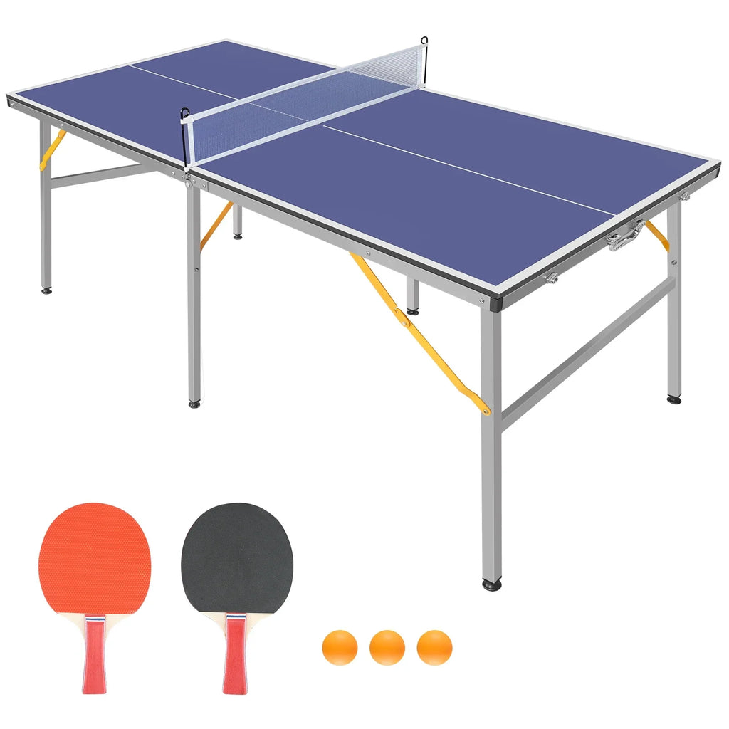 Net, with 2 Balls, 100% for Paddles Ping Set Pre-Assembled Set, Midsize Pong Outdoor 6ft Table Pong Table Folding Indoor Game and Ping Table Foldable Tennis Table