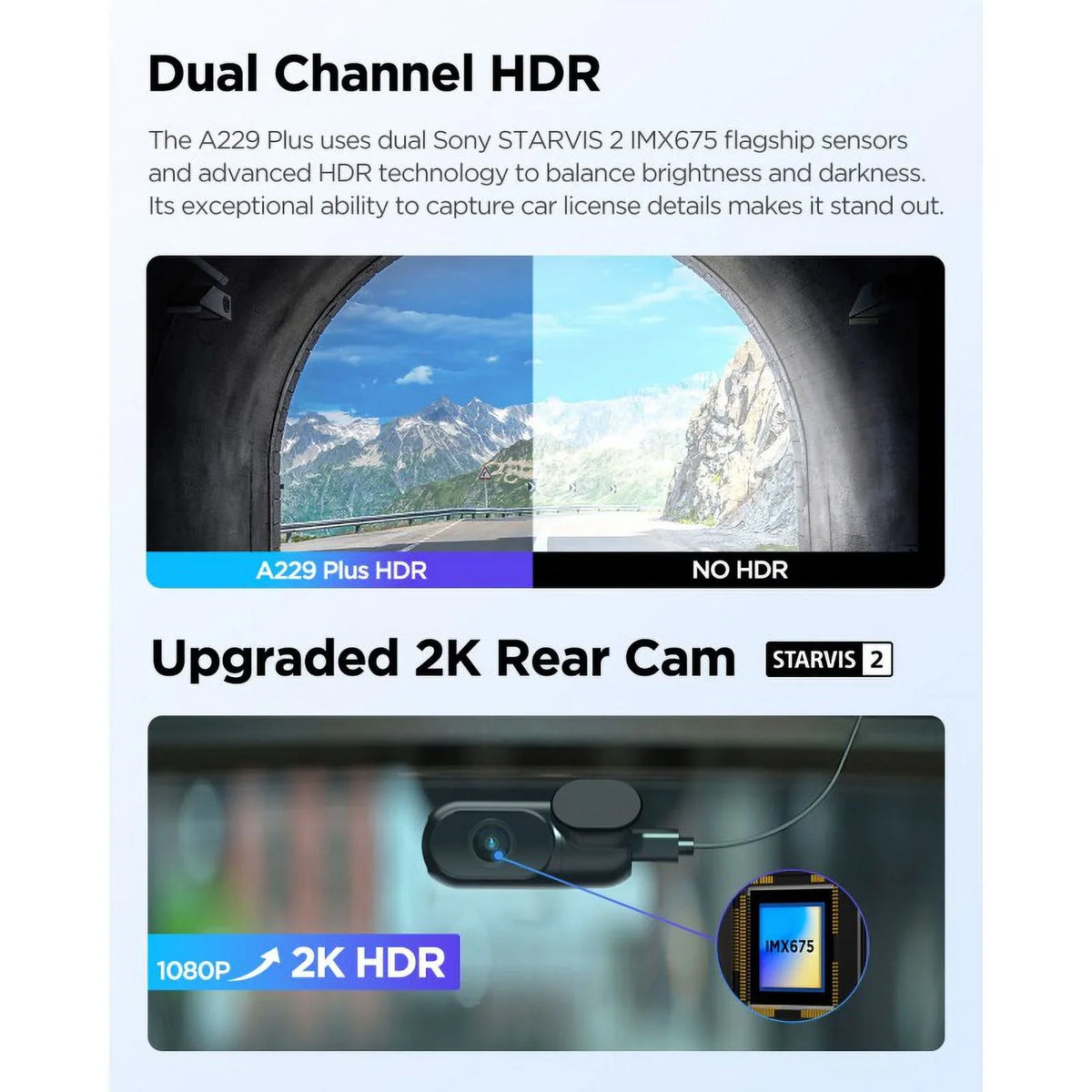 STARVIS Mode, 2-Channel 2K/2K Cam Dash Wi-Fi, Control, Support with Max 2, VIOFO QHD Voice Parking Plus 512GB A229 GPS,