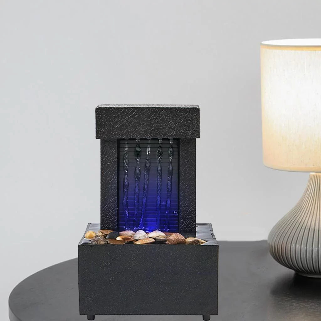 Battery Waterfall USB/AA Room, for Desktop LED Sound Relaxation, Decoration Water Light Fountain Indoor Water Office Living