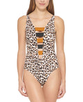 Women's One-Piece Swimsuit Swimsuit Dkny Strappy Plunge Women's Animal-Print