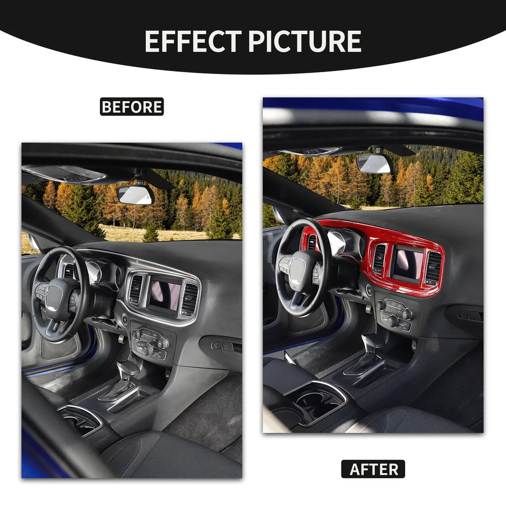 Dash for Trim Board Covers CheroCar Interior Charger Dodge Center Console 2015-2022,Red