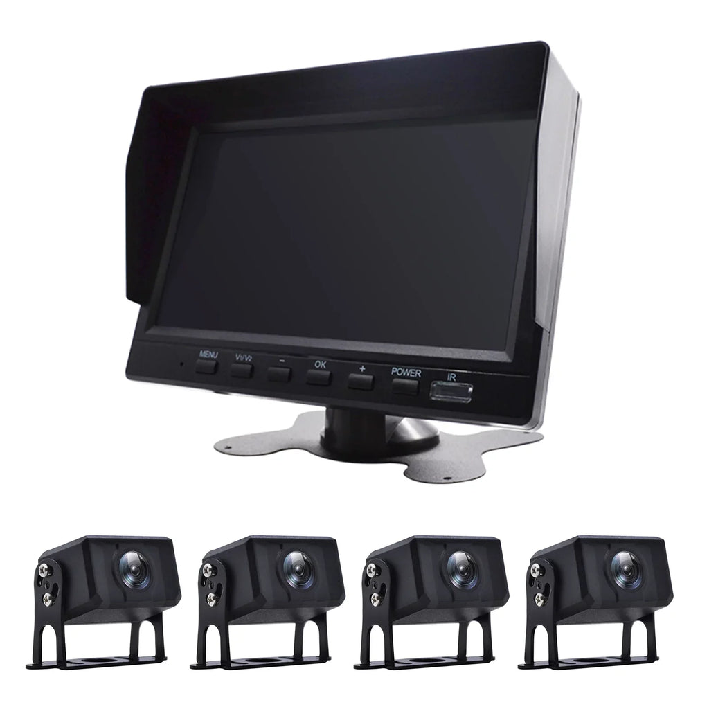 View Recorder Driving for RV Video Backup Camera Truck Monitor Bus+4 Rear DVR 7"