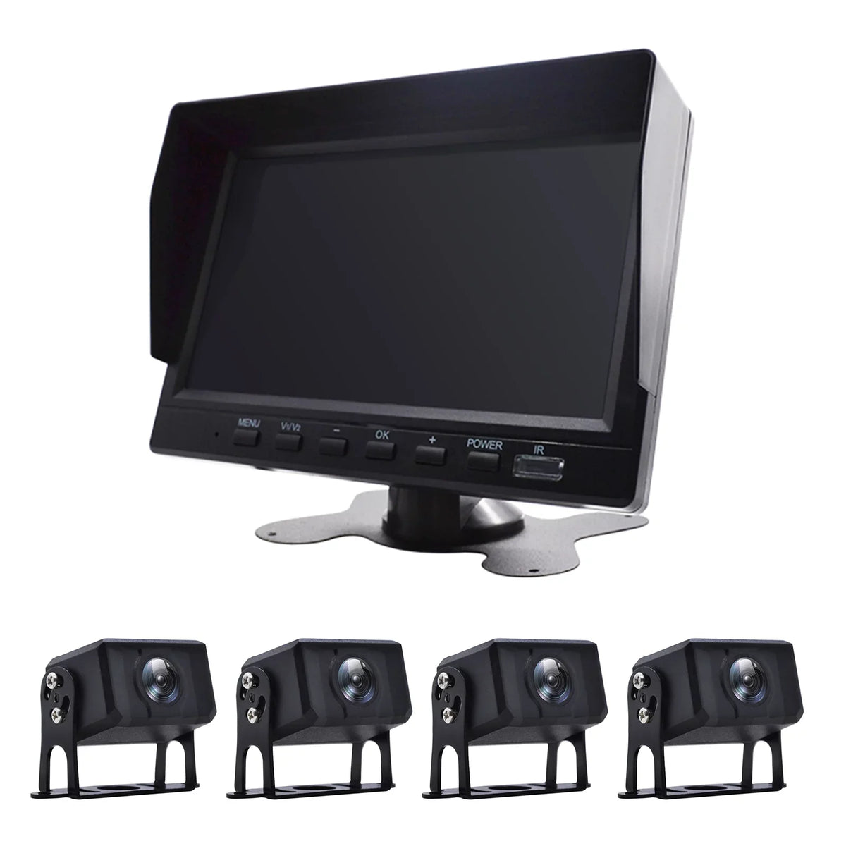 View Recorder Driving for RV Video Backup Camera Truck Monitor Bus+4 Rear DVR 7"
