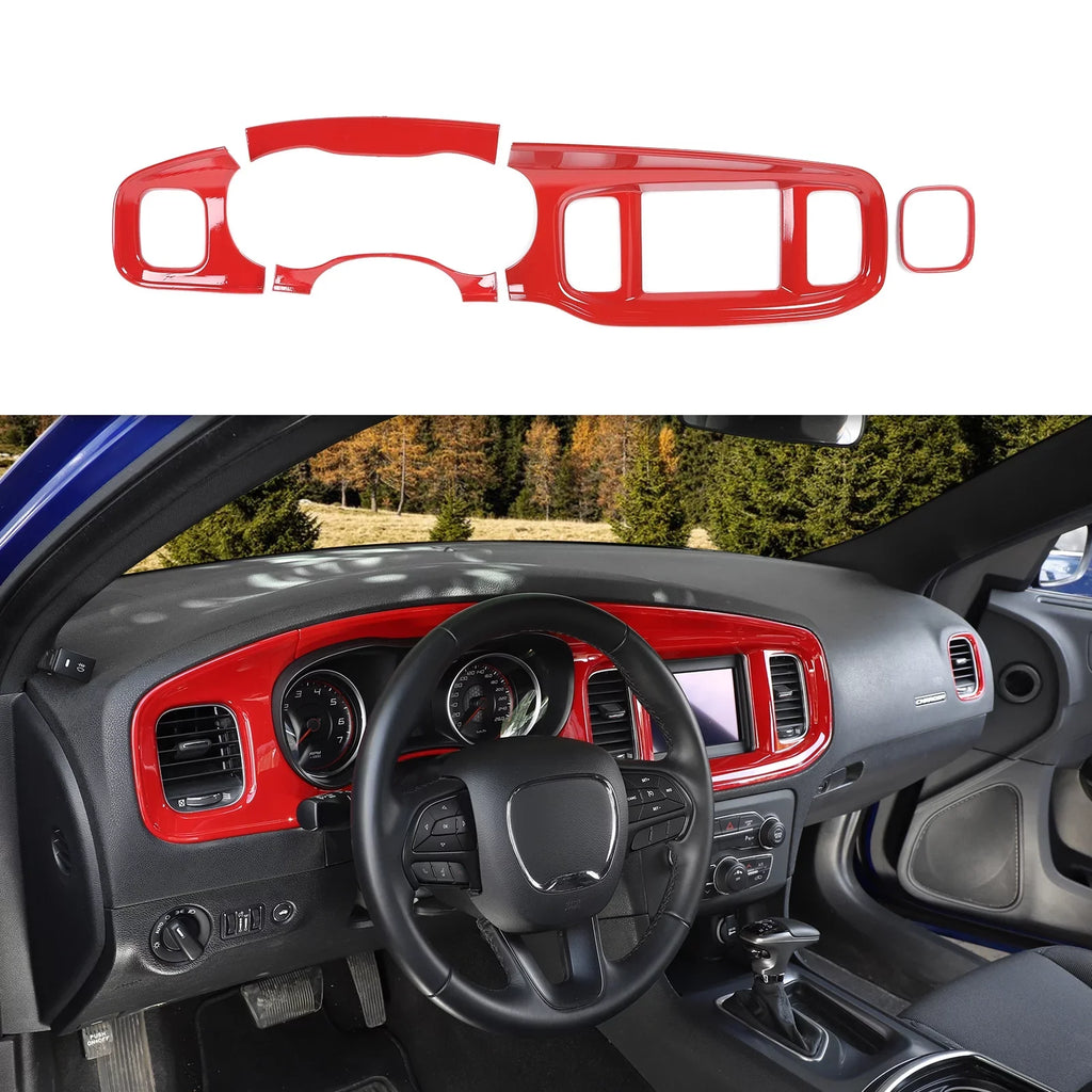 Dash for Trim Board Covers CheroCar Interior Charger Dodge Center Console 2015-2022,Red