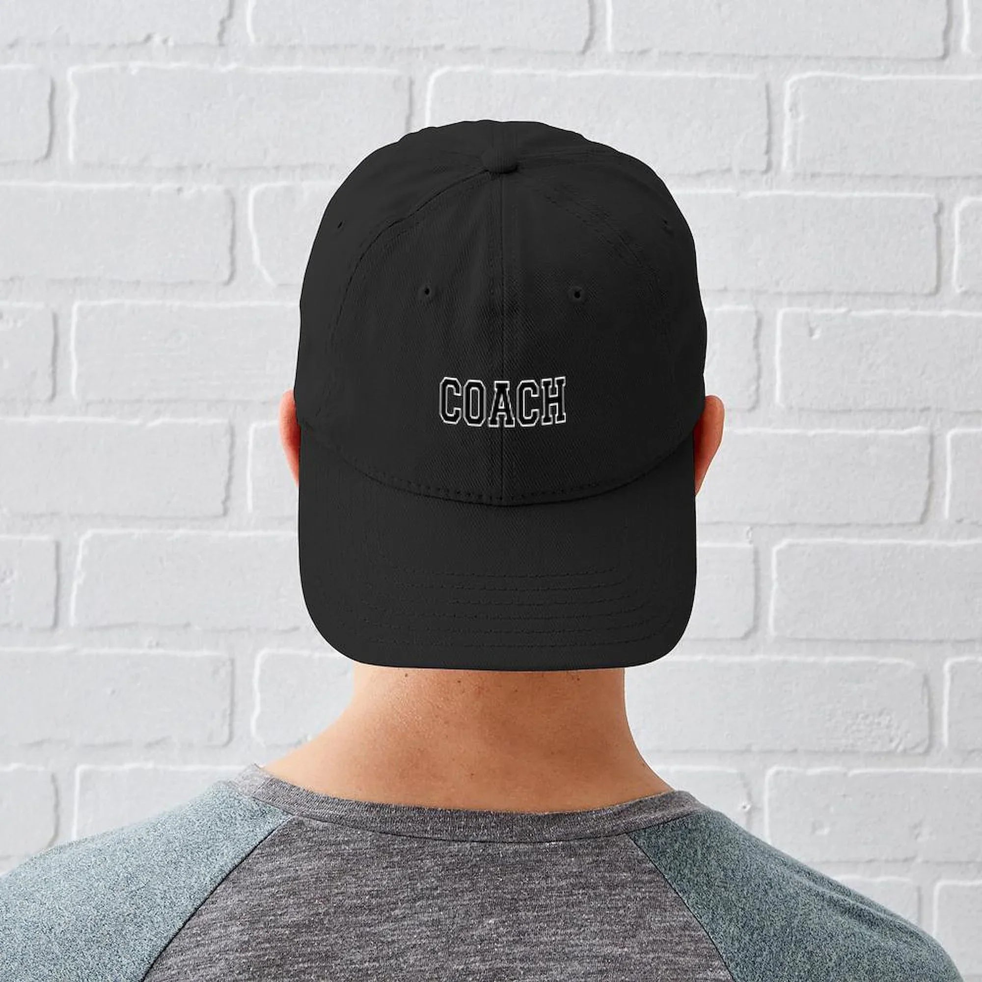 '- Cotton Black Adjustable CafePress Coach Black Hat Canvas - Cap Baseball Printed