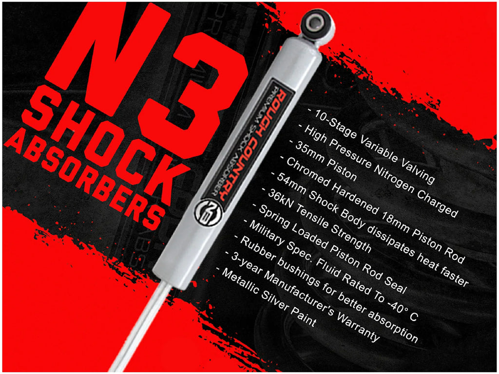 Series N3 II Cherokee Shocks Lift | Rough Kit (fits) Country XJ | Leaf 1984-2001 | Suspension 3" Jeep Add 670XN2
