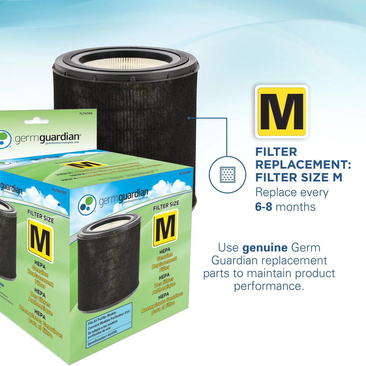 Purifier Smoke, Sq. Removes GermGuardian with HEPA Air 150 Mold, Odors, ft, Filter, UV-C, AC4700BDLX
