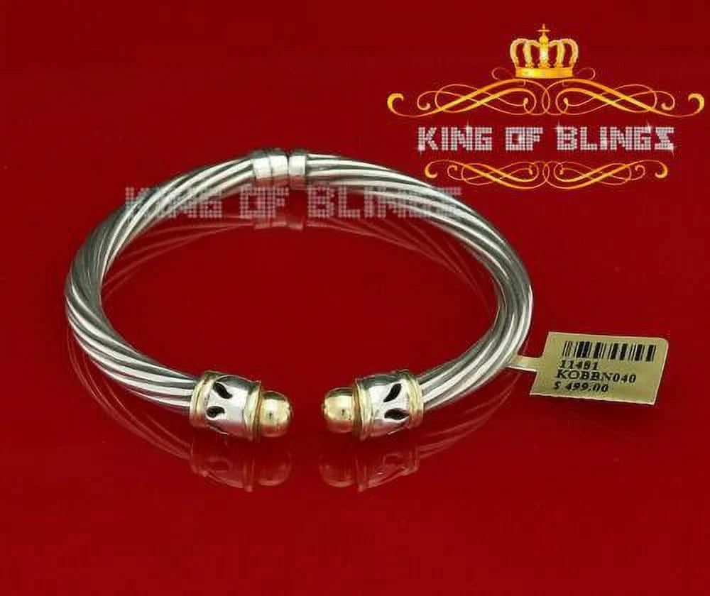 Stones Cubic King for Zirconia Fashion Of Bangle Inch 7 Round Men/Womens Bling's Silver