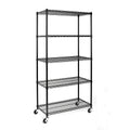 Shelving Fithood Black 5-Tier Steel with NSF-Certified Wire Wheels