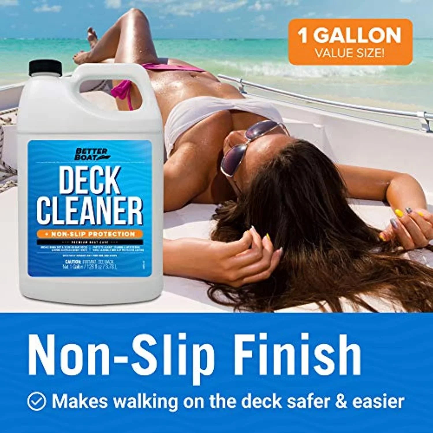 Marine Floor Stick Aluminum Boat Gallon Fiberglass Vinyl Cleaner Clean & Cleaner for Deck to Sealant Skid Surface, Grade Supplies Composite Cleaner Plastic, Soap Non Boat Anti Cleaning Hull Wash Boat
