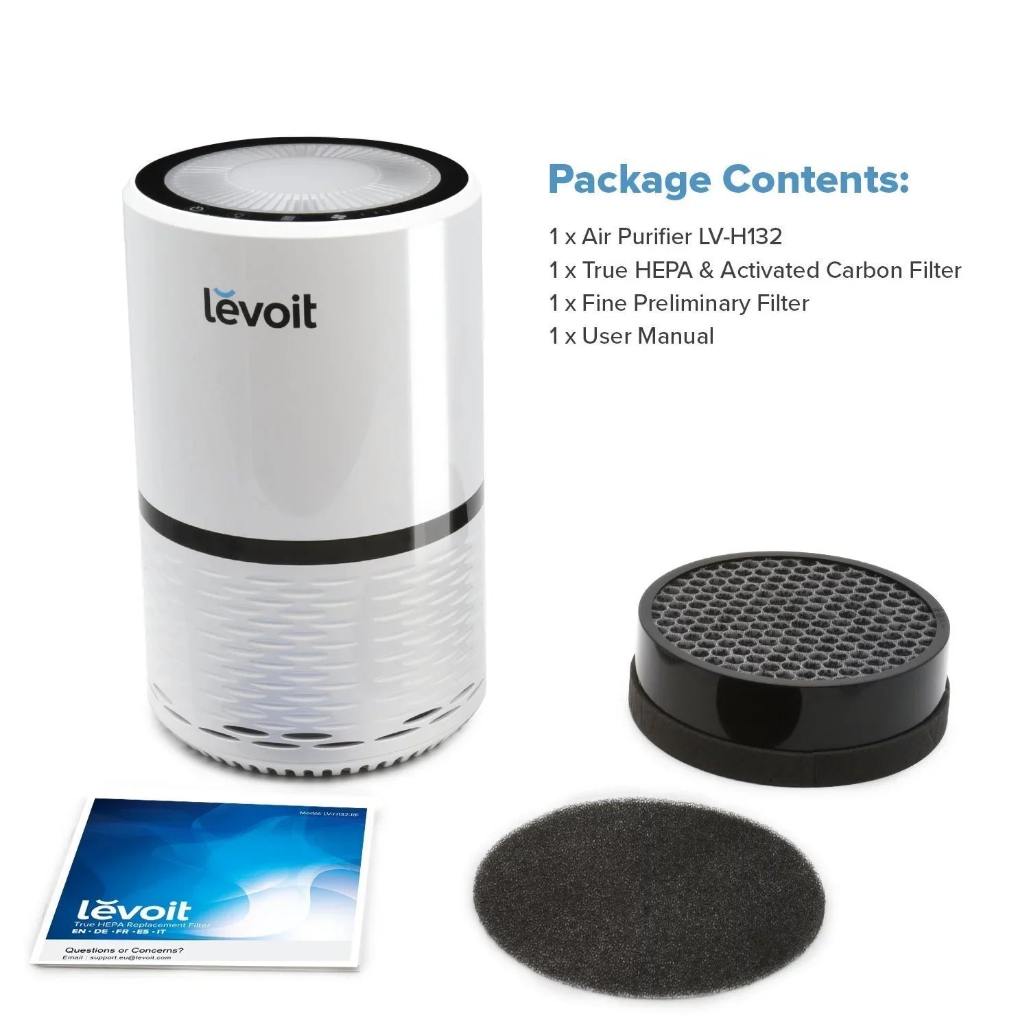 Filter with for LEVOIT Hepa Air More and Purifier LV-H132 Smoke, Bacteria, True