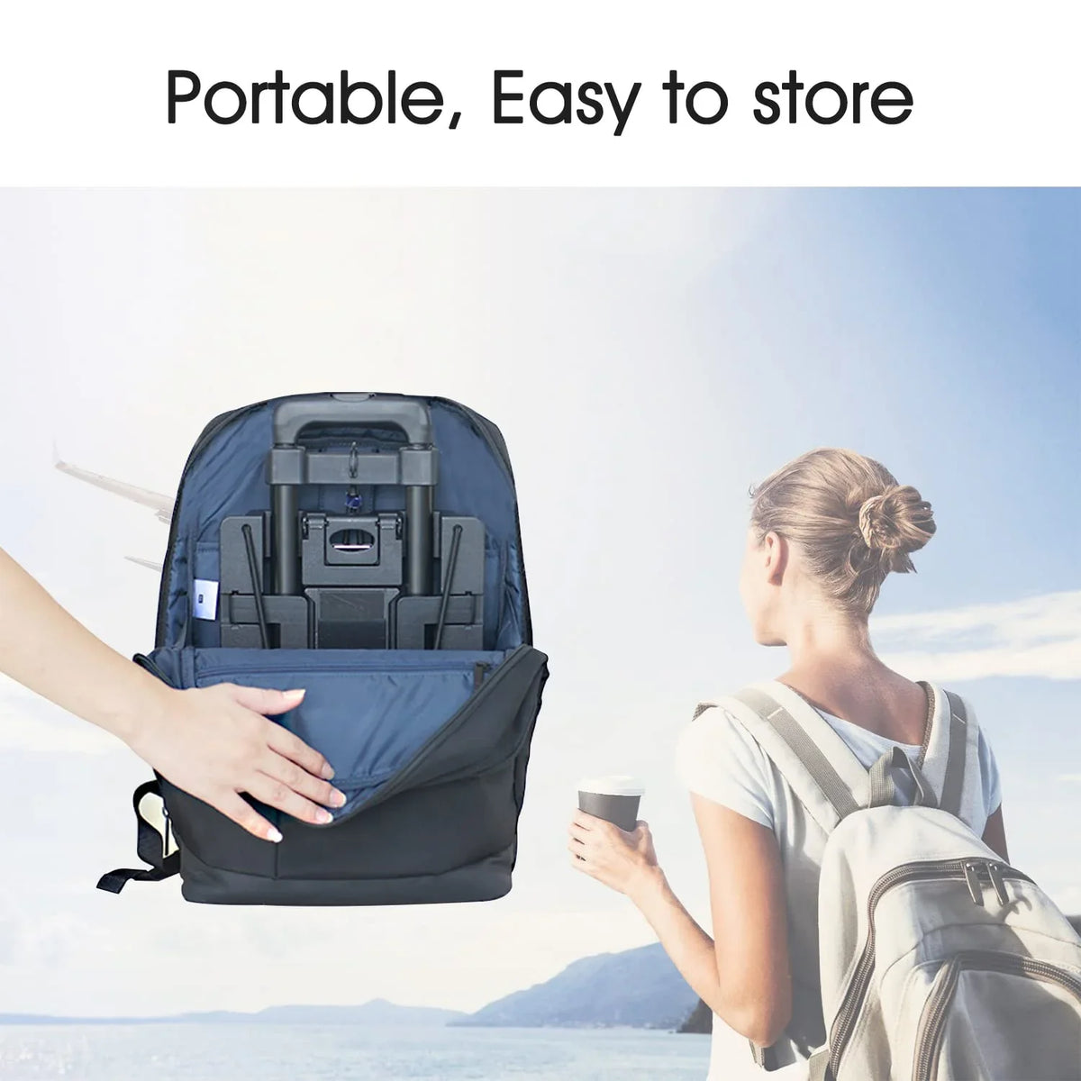 for Airport-Carseat Head Roller Your Base seat Travel stowable Over Airplane Under Traveling,Extendable Cart Car Compartment. storable,and or for Plate,Foldable, Seat