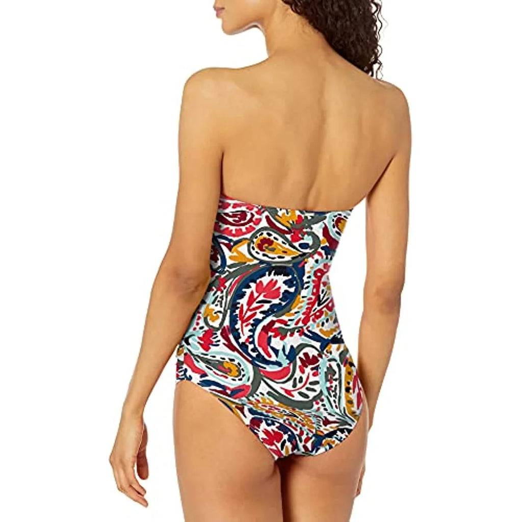 Multi Anne One Cole Piece Paisley Swimsuit Bandeau 10 Twist Womens