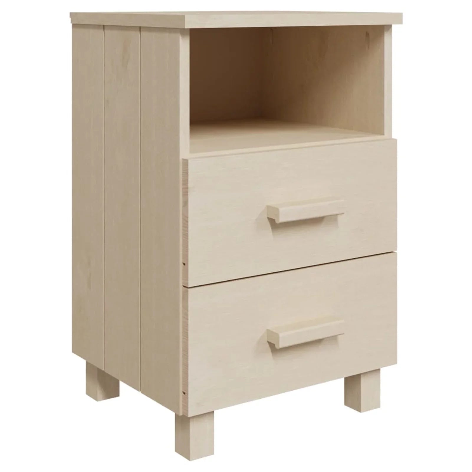 Honey HAMAR Brown 15.7"x13.8"x24.4" Bedside Cabinet Solid Htovila Pine Wood