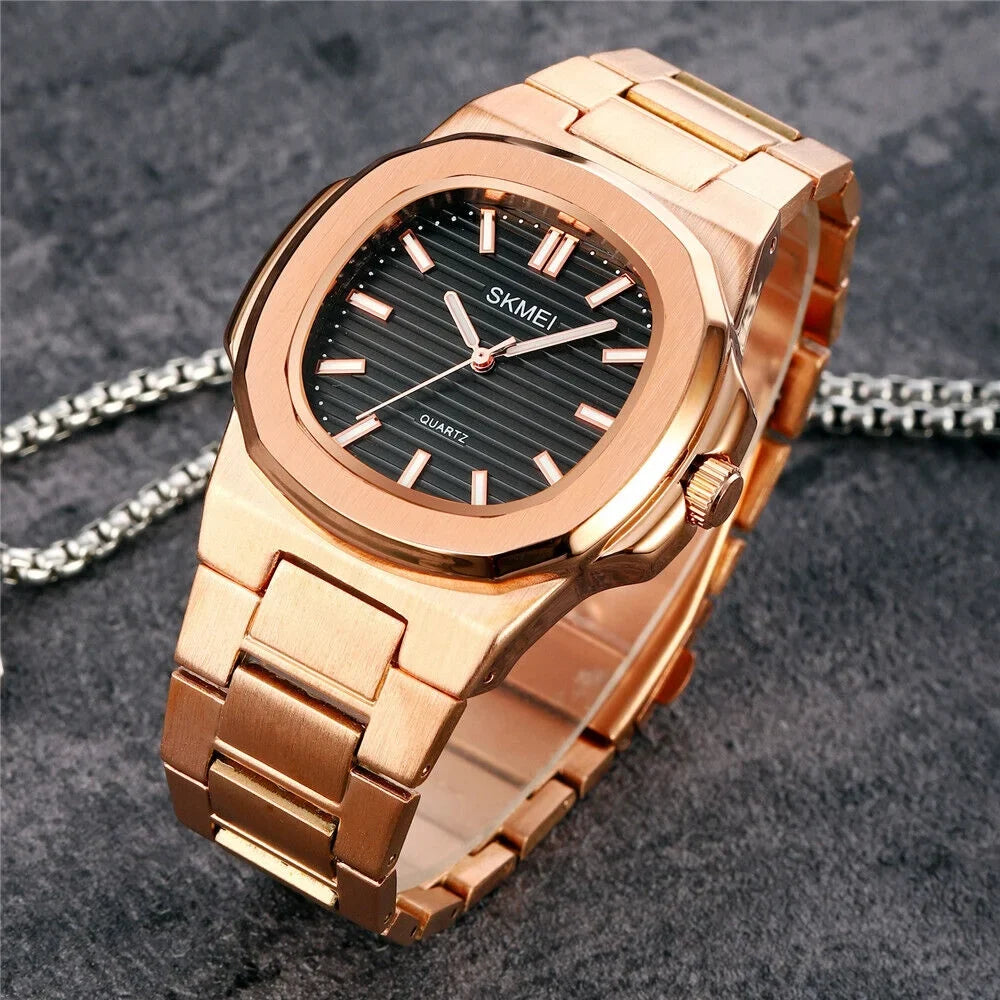 Luxury Watch Steel Business Gold Male For Men Gift Wristwatch Quartz