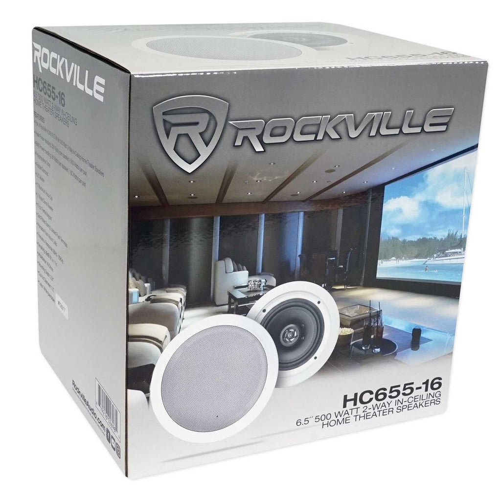 Amp/Home Rockville Ceiling 6.5" Theater Receiver+(8) Speakers LED White Tube