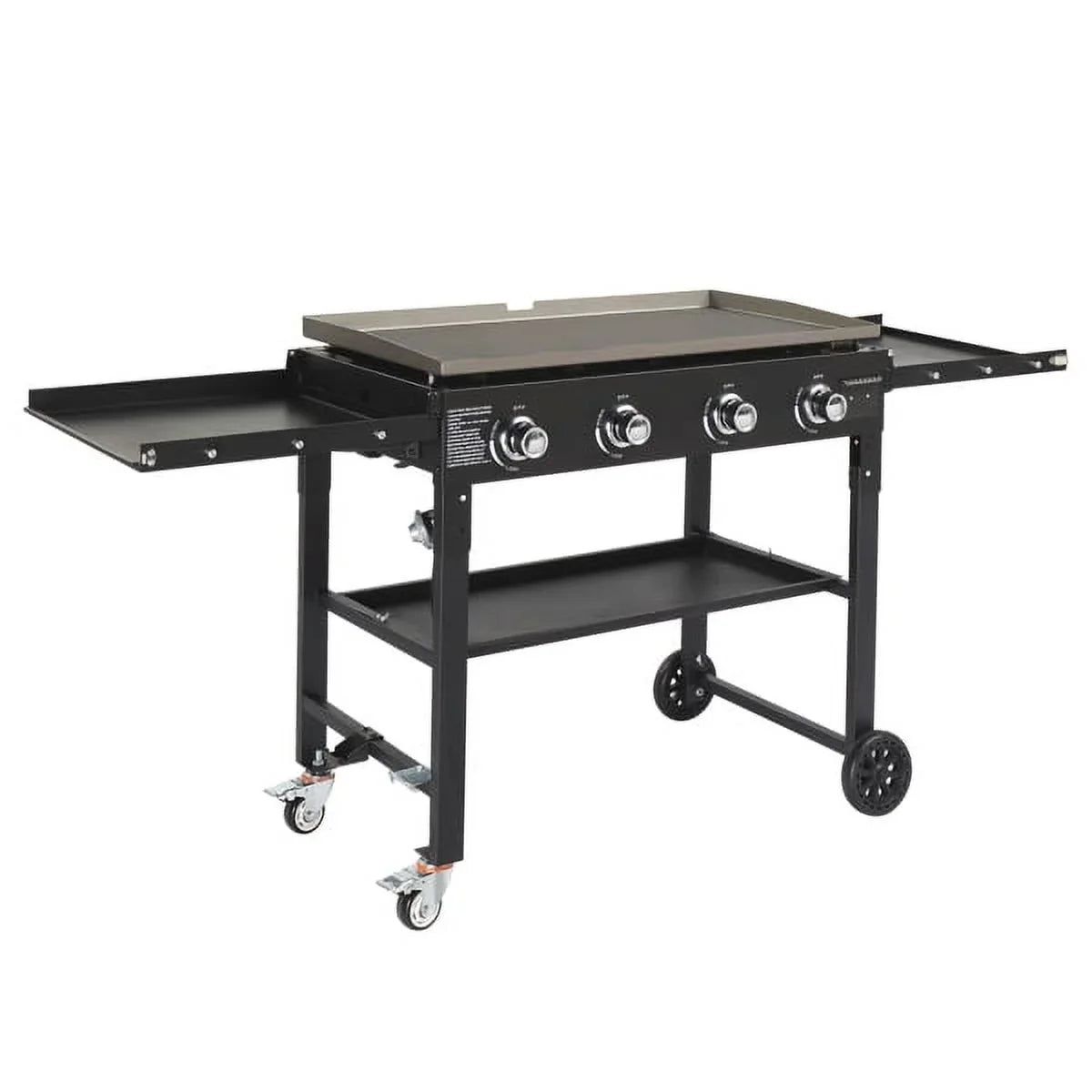 with Side Outdoor Grill Spice Garden Cooking BBQ Grill Picnic SYTHERS & Gas 4-Burner Propane Patio Foldable Shelves Rack, Stainless Backyard Barbecue for Steel