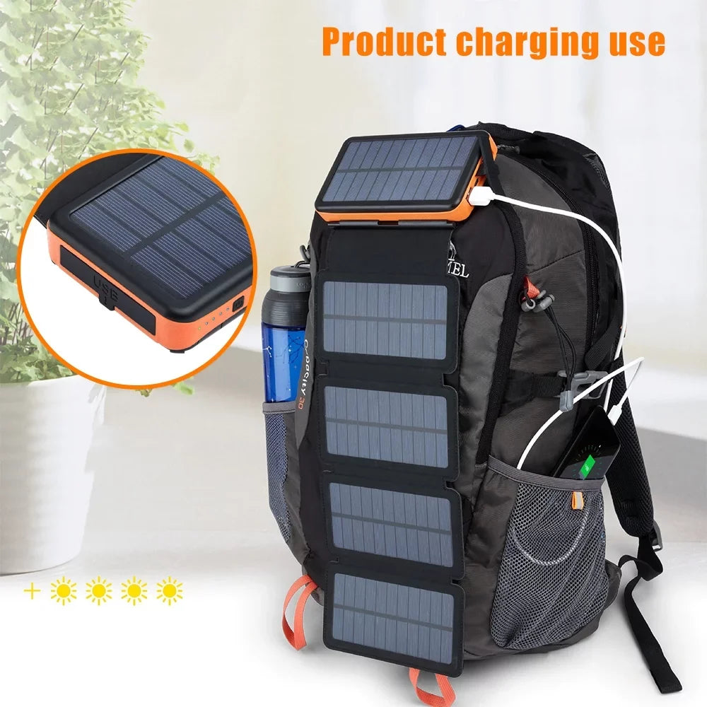 Battery Charger Tablets Fast Portable Phones, Bank, Power 26000mAh, Outdoor Charge Pack Solar for USB