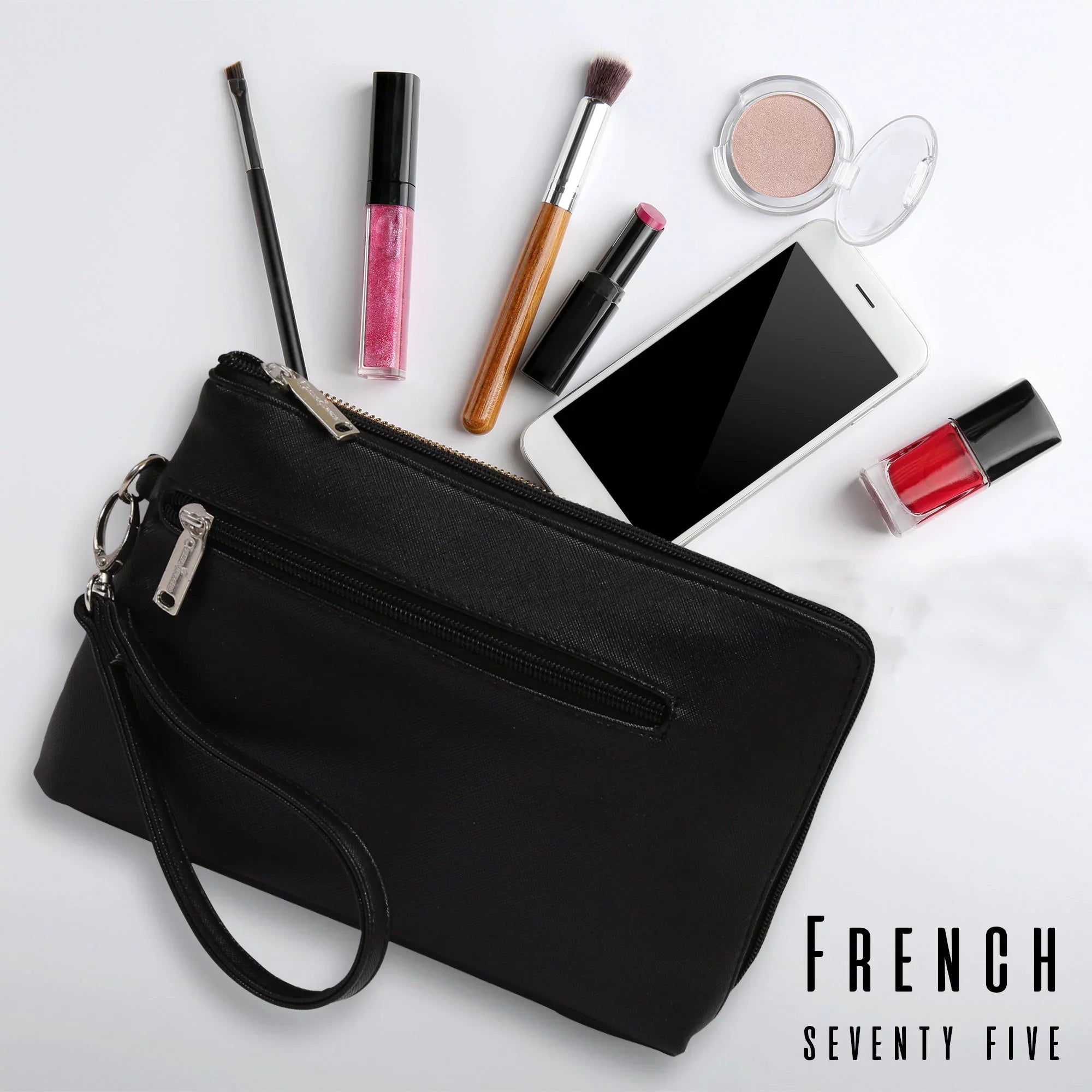 Picnic Bags Cosmetics Black Removable 75-Daily Birmingham with French Gift Essentials Wristlet,