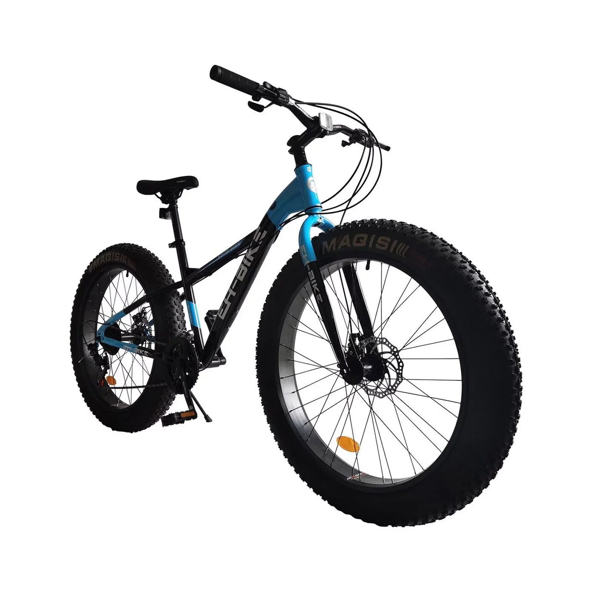 Brakes Fat Blue Knobby - and 4-Inch 26-Inch Front Tires, Mens Steel 7-Speed, Tire 76x24.8x40in Mountain Frame, Wide Bike, Rear Wheels,