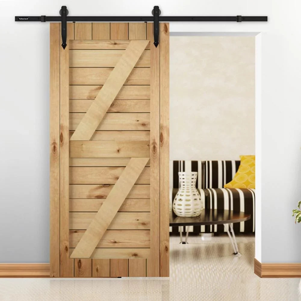 Single-door Ft Hardware Barn Door 6 Sliding Hanging Steel Arrow Kit Design Easyfashion Black Track