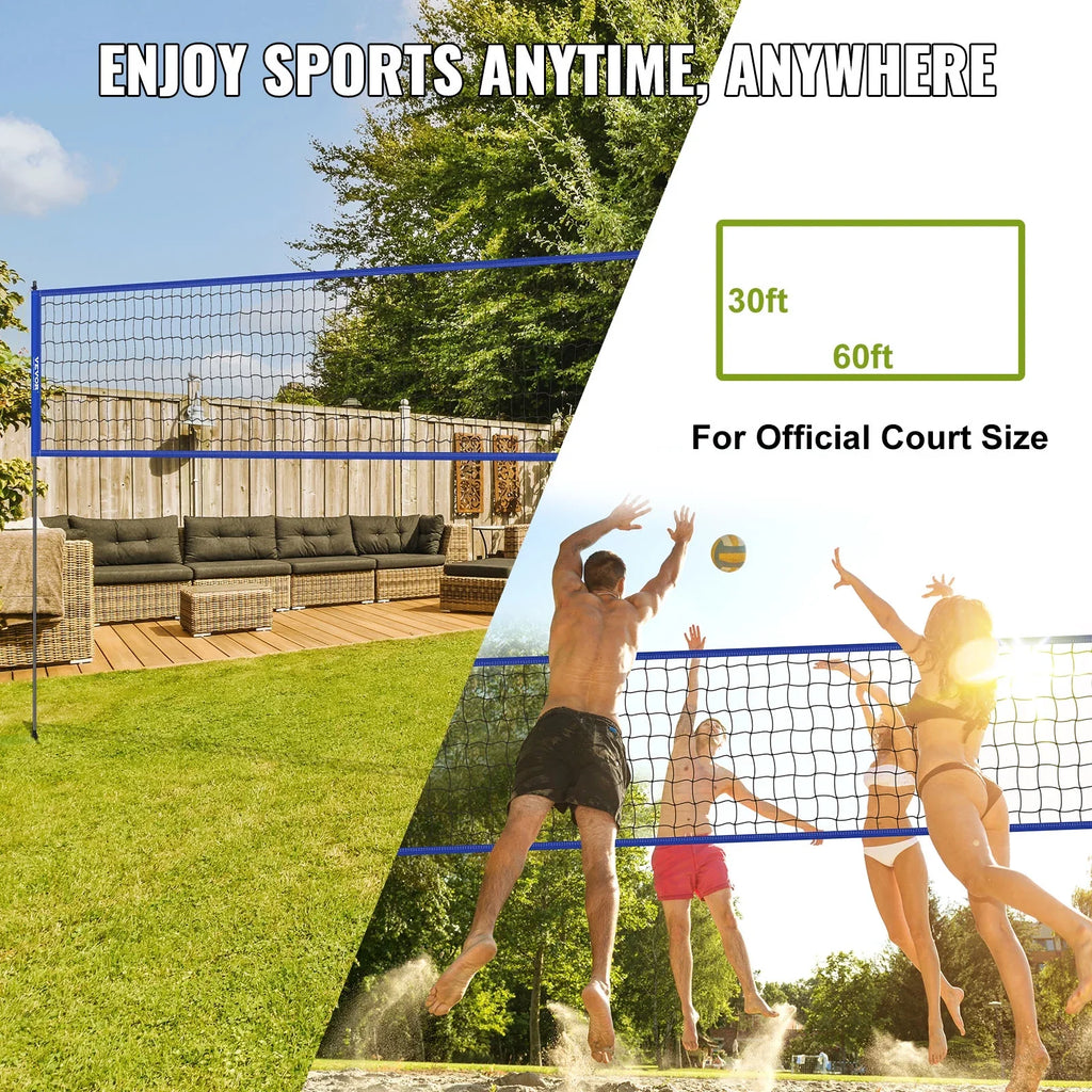 32ft Poles Portable Carrying BENTISM PVC x Pump Boundary 3ft Steel Adjustable Sports with & Volleyball, Outdoor Poles Height Net Volleyball for System Bag, Lines,