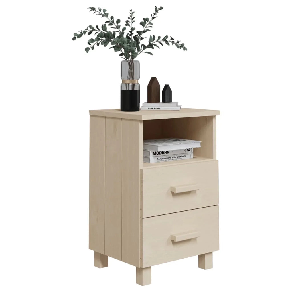 Honey HAMAR Brown 15.7"x13.8"x24.4" Bedside Cabinet Solid Htovila Pine Wood