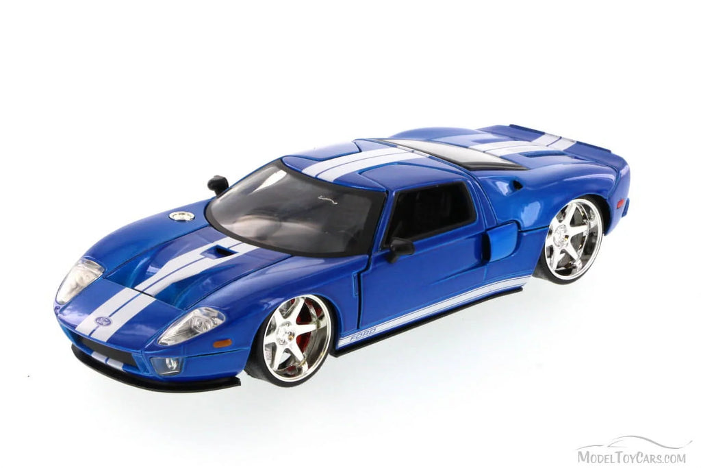 & 1/24 Jada" Furious Stripes with Car 7\" \Fast Model (2015) White Movie Blue by Ford GT Diecast